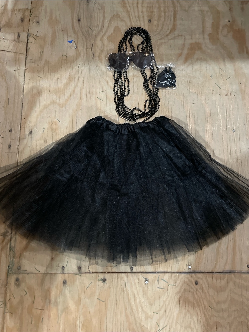 Spirit Black Sunglasses with Black Beaded Chain and black skirt